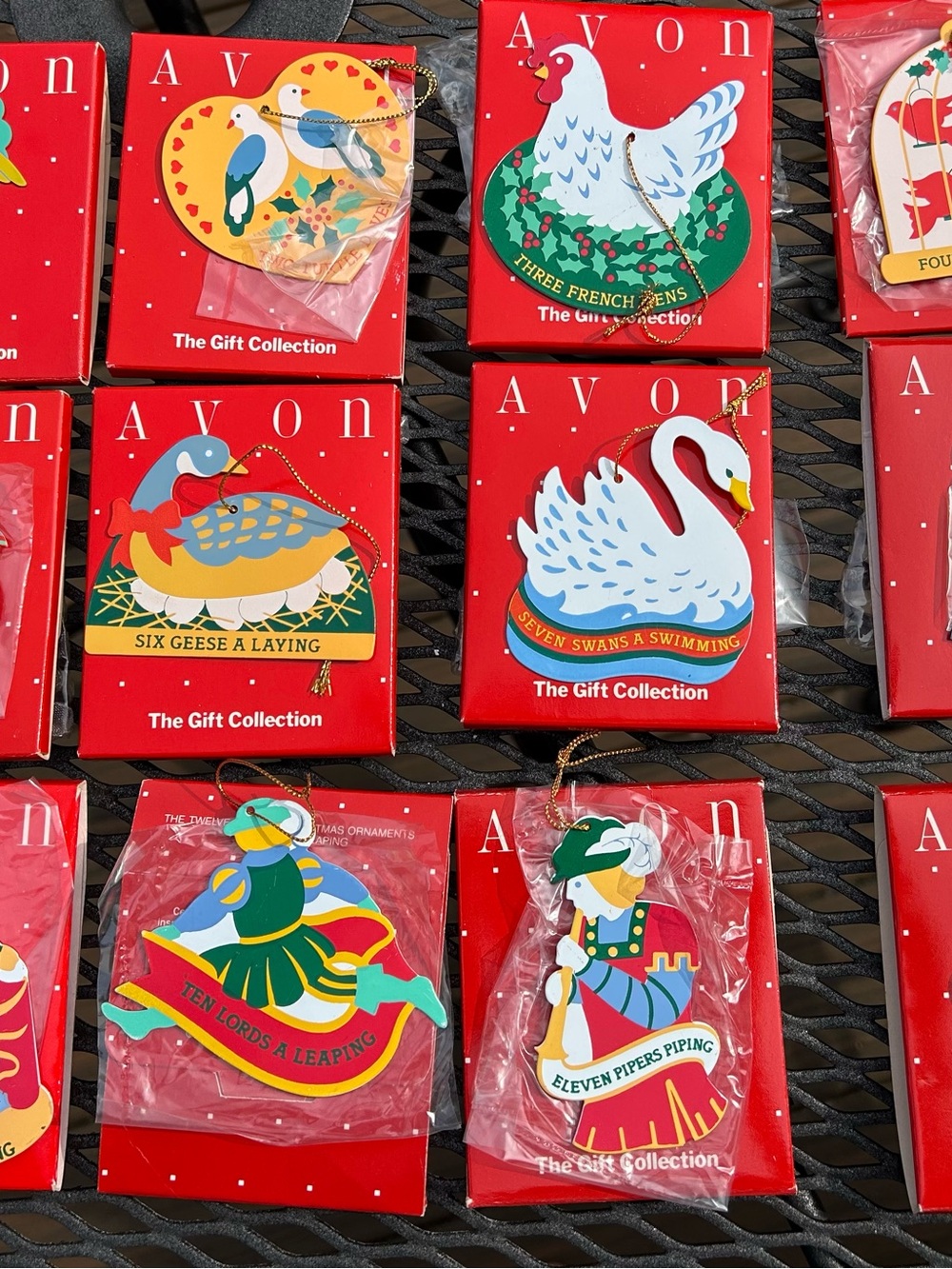 Avon Red and White Holiday Ornament Set - Twelve Days Designs